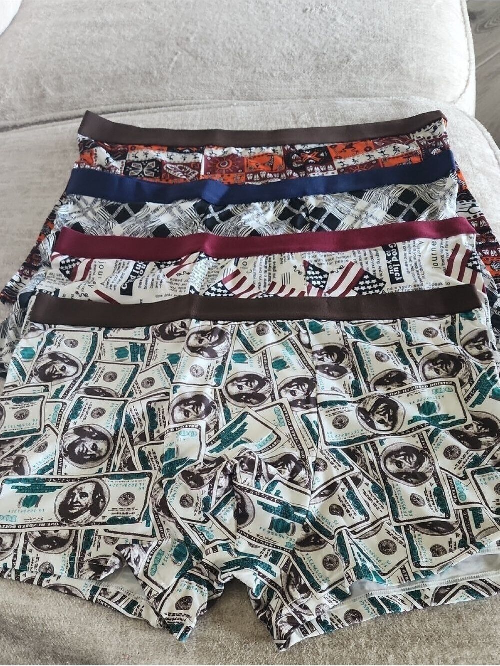 Men's Printed Boxer Briefs - Set of 4 - Multi Color Pattern XXXL NWT